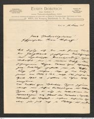 Nachlass Franz Steindachner, Brief von Eugen Dobiasch an Franz Steindachner (11.06.1908), Inv.Nr. 108.01, Seite 1